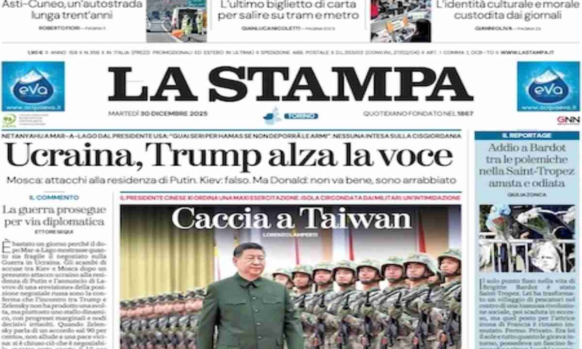 La Stampa, la prima pagina di oggi.