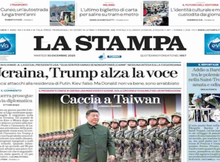 La Stampa, la prima pagina di oggi.