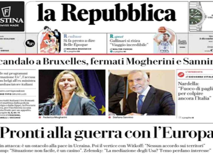 Repubblica, la prima pagina di oggi