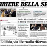 Il Corriere della Sera, la prima pagina di oggi