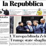 La Repubblica, la prima pagina di oggi