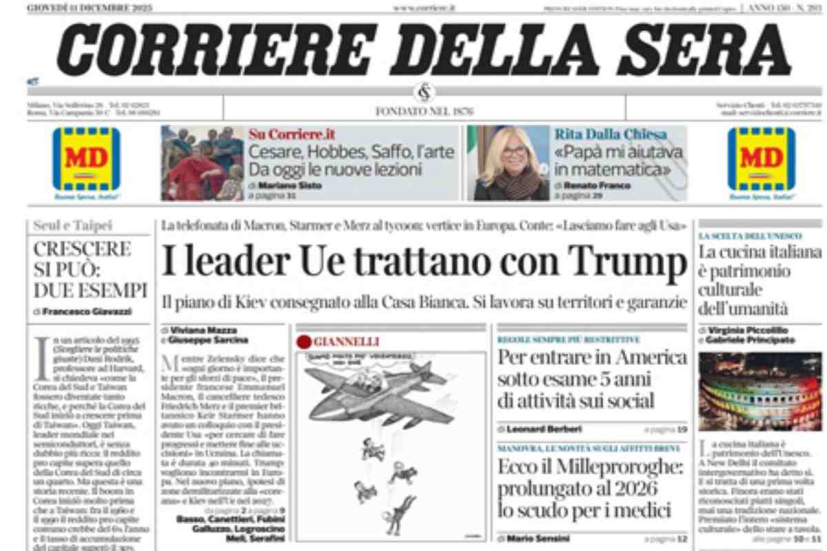 L’EDICOLA, La Repubblica: “Europa in pressing su Trump”. Il Corriere: “I leader Ue trattano con Trump”. Libero: “Solo la sinistra italiana è rimasta sui barconi”