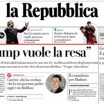 La Repubblica, la prima pagina di oggi