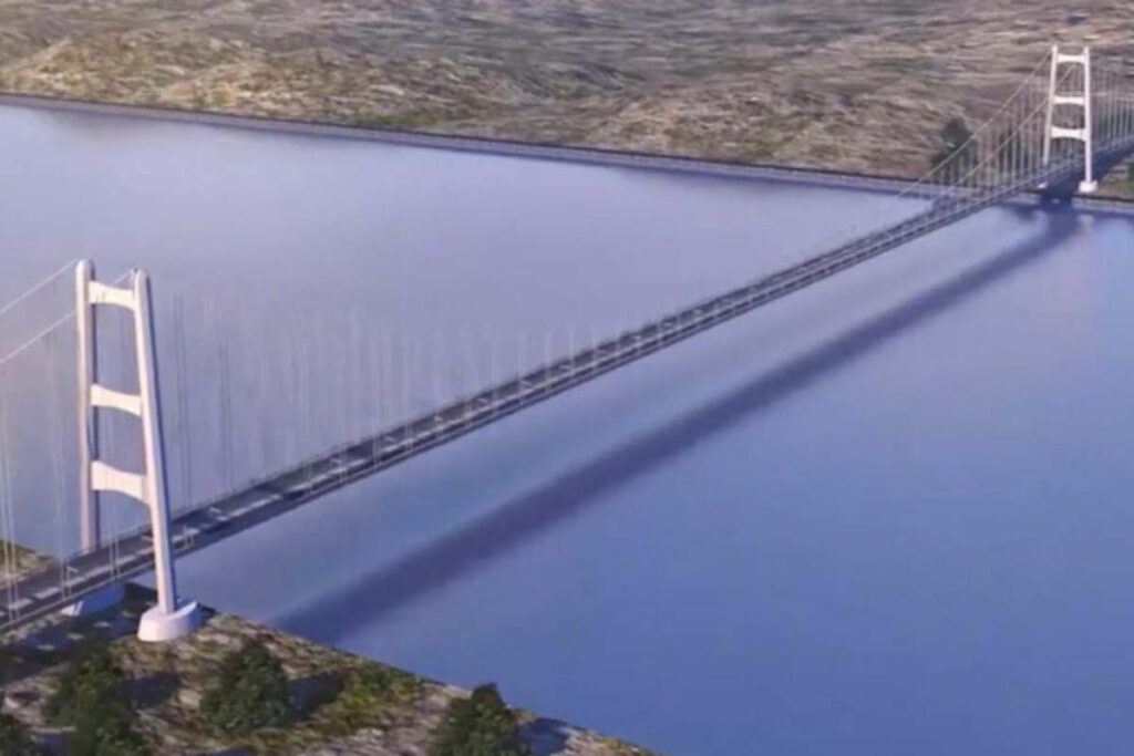 Il rendering del ponte di Messina
