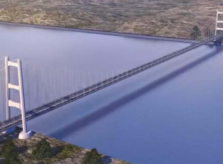 Il rendering del ponte di Messina