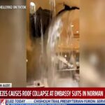 Il video del crollo del soffitto in un hotel in Oklahoma