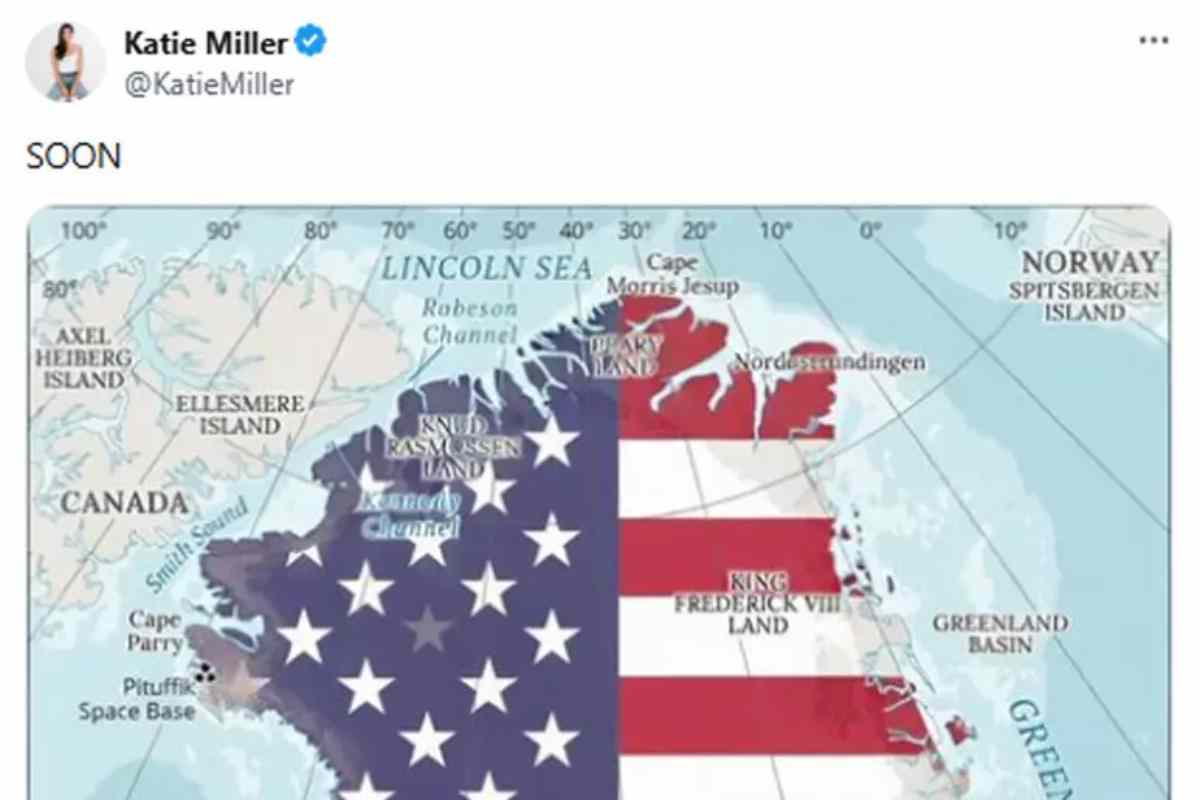 Il post su X con la Groenlandia a stelle e strisce