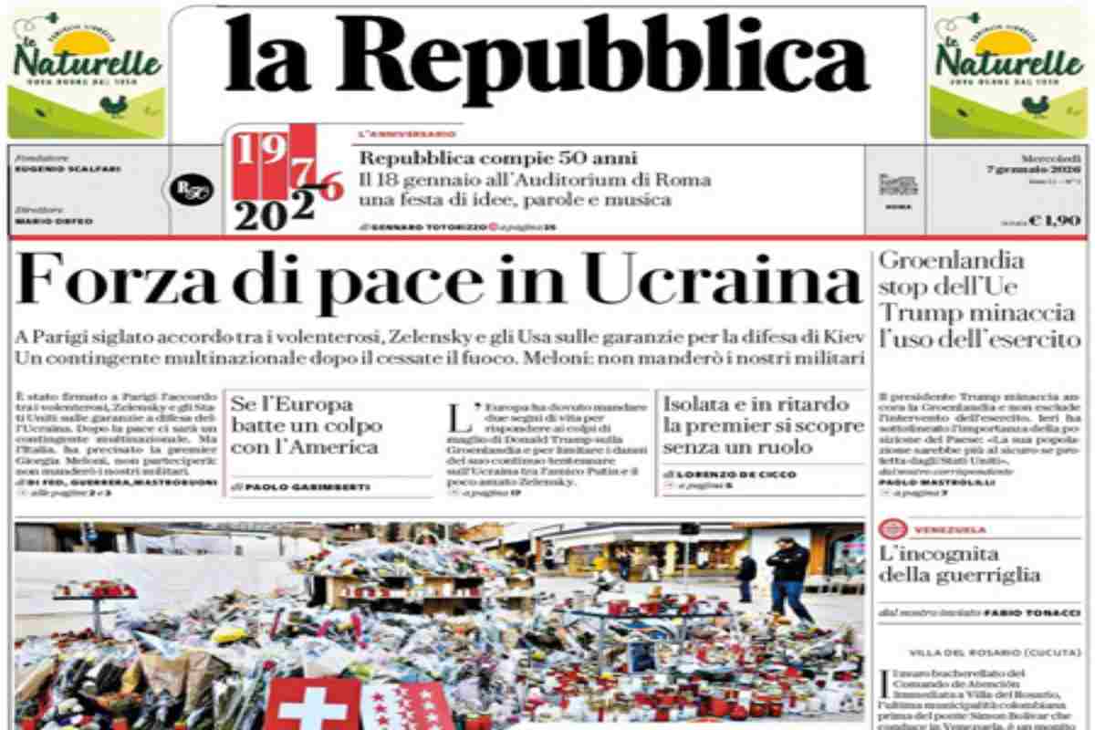 L’EDICOLA, Il Corriere: “Groenlandia, stop europeo a Trump”. Repubblica: “Forza di pace in Ucraina”. Libero: “La prova che inchioda gli svizzeri”