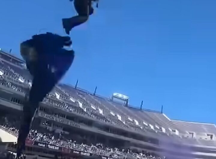 Il paracadutista rimasto impigliato