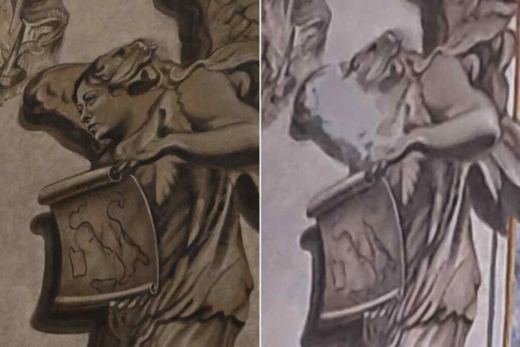 Dipinto col volto della Meloni