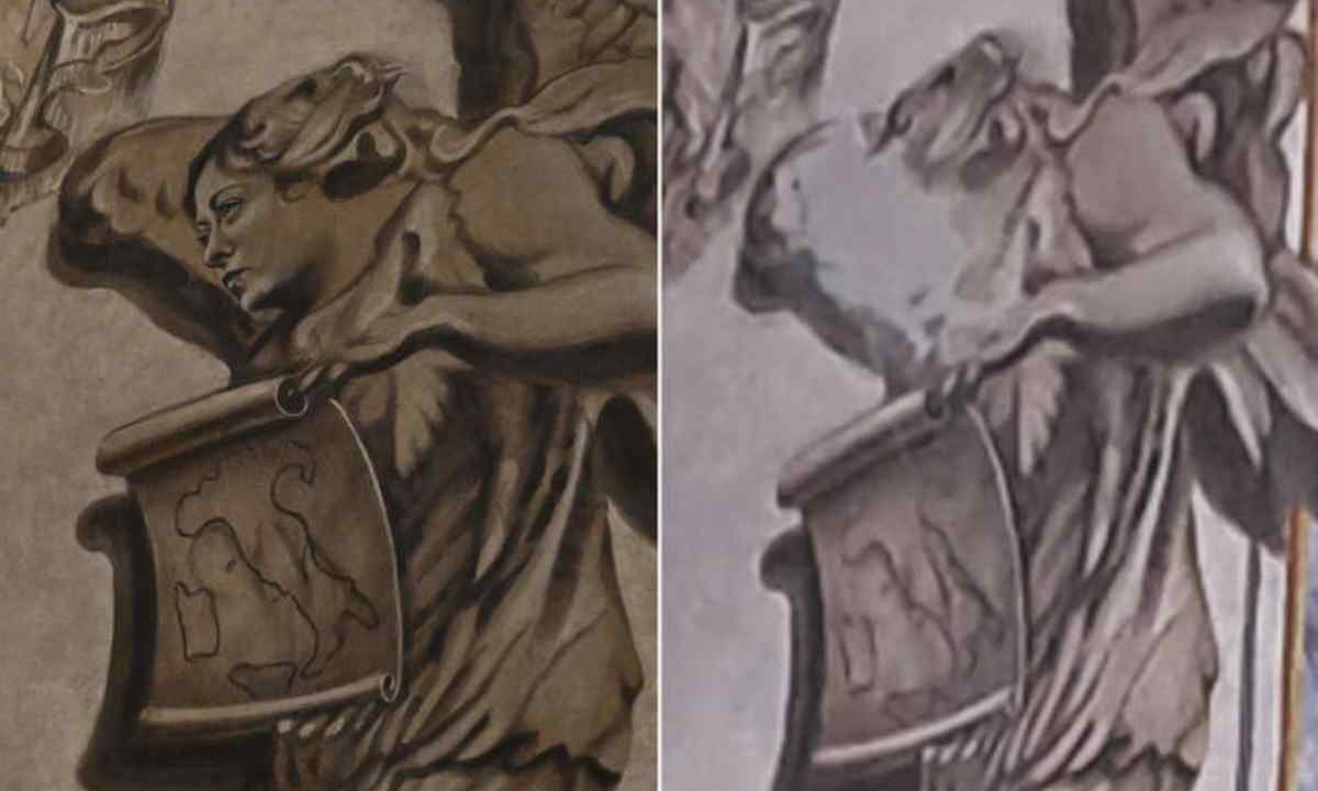 Dipinto col volto della Meloni