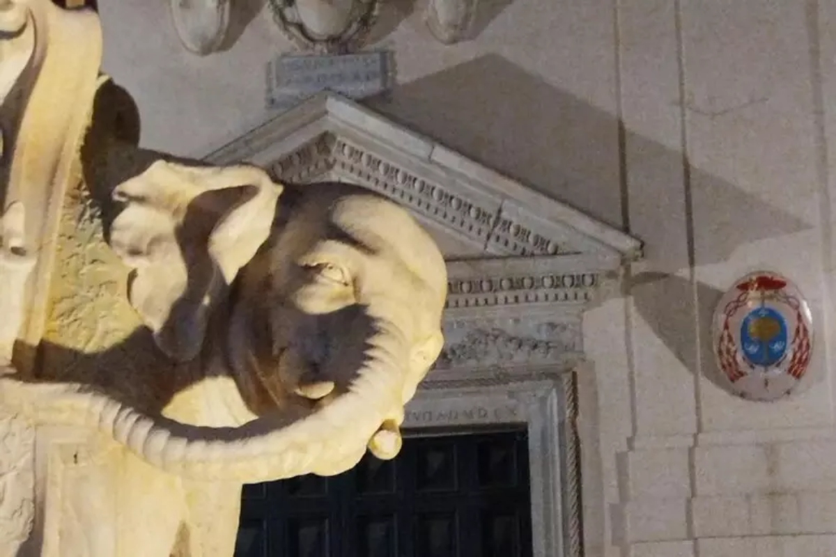 Si stacca una zanna dell’elefantino del Bernini alla Minerva. Le telecamere diranno se è stato un vandalo