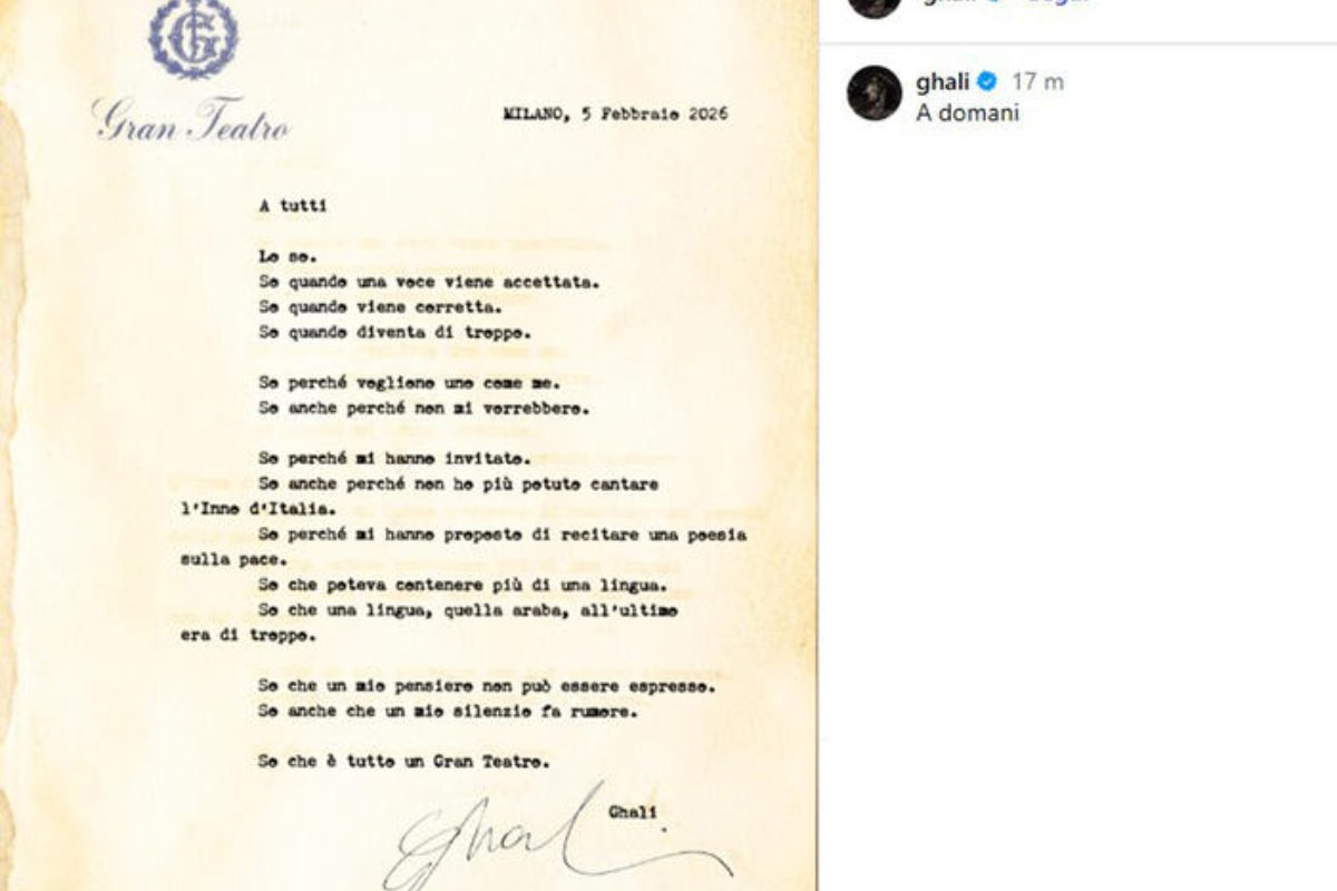 il messaggio di ghali sui social
