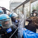 polizia durante corteo