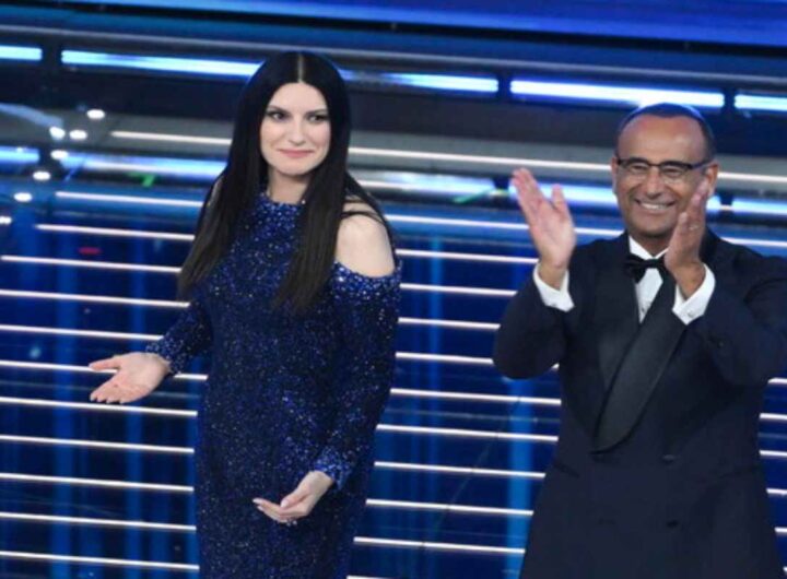 Laura Pausini e Carlo Conti a Sanremo