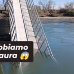 La passarella crollata sull'Adda