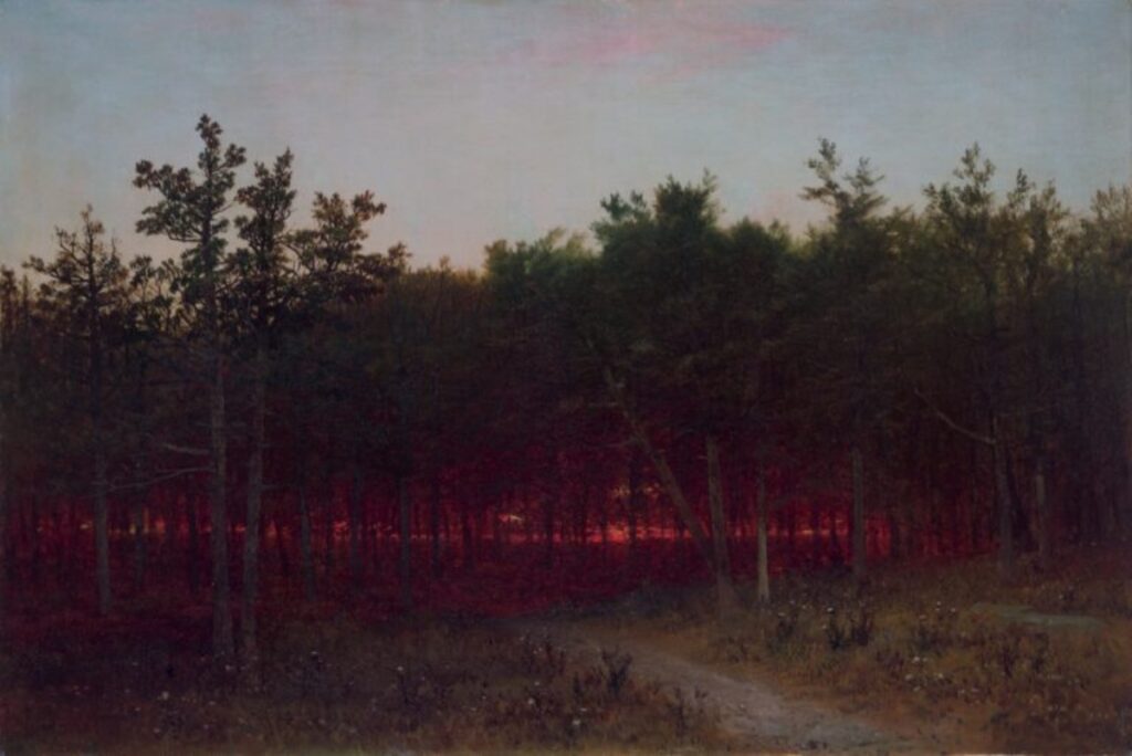 ohn Frederick Kensett, Tramonto tra i cedri a Darien, Connecticut