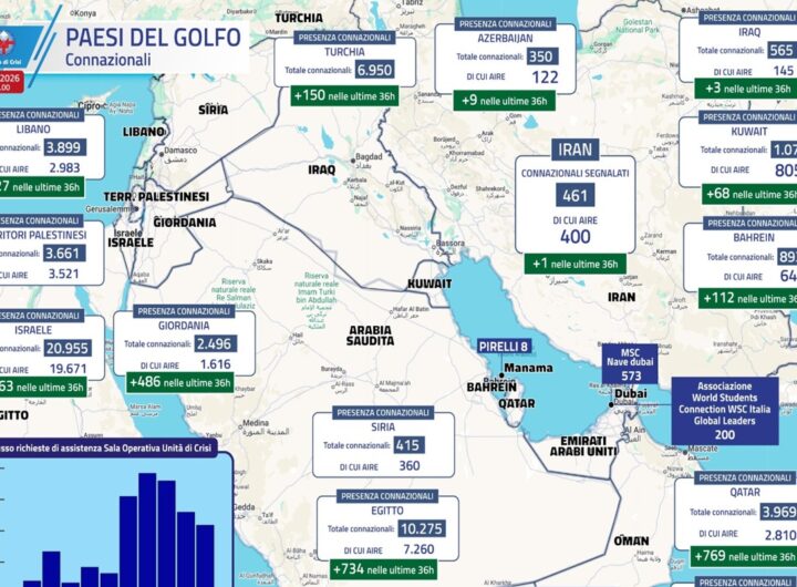 Gli italiani nel Golfo, la mappa della Farnesina