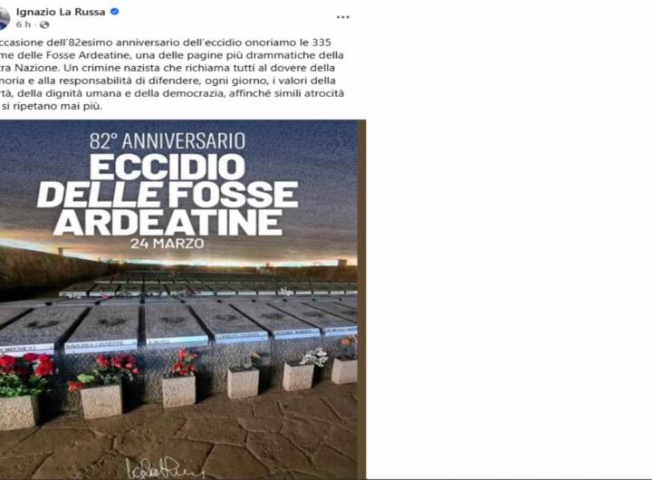Fosse Ardeatine, La Russa parla di "crimine nazista" senza citare le responsabilità dei fascisti