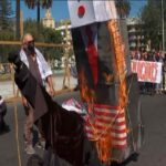 Il manichino di Trump bruciato in Cile