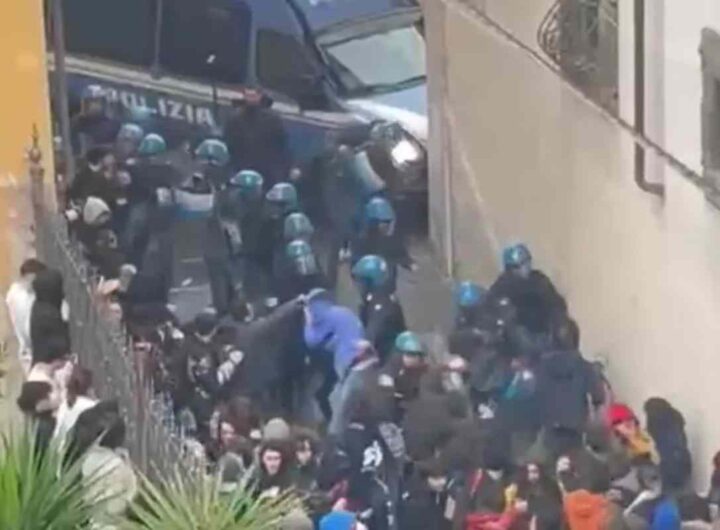 Le cariche della Polizia contro gli studenti a Pisa nel febbraio 2024