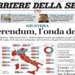 Il Corriere della Sera, la prima pagina di oggi