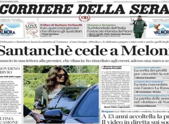 Il Corriere della Sera, la prima pagina di oggi