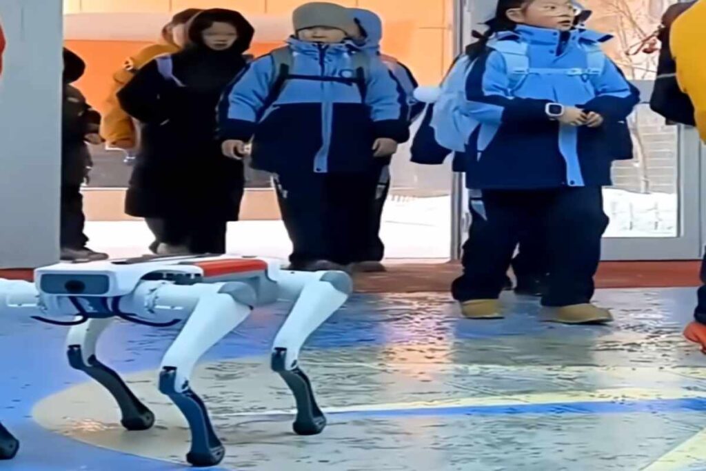 Cina, studenti accolti da cani robot