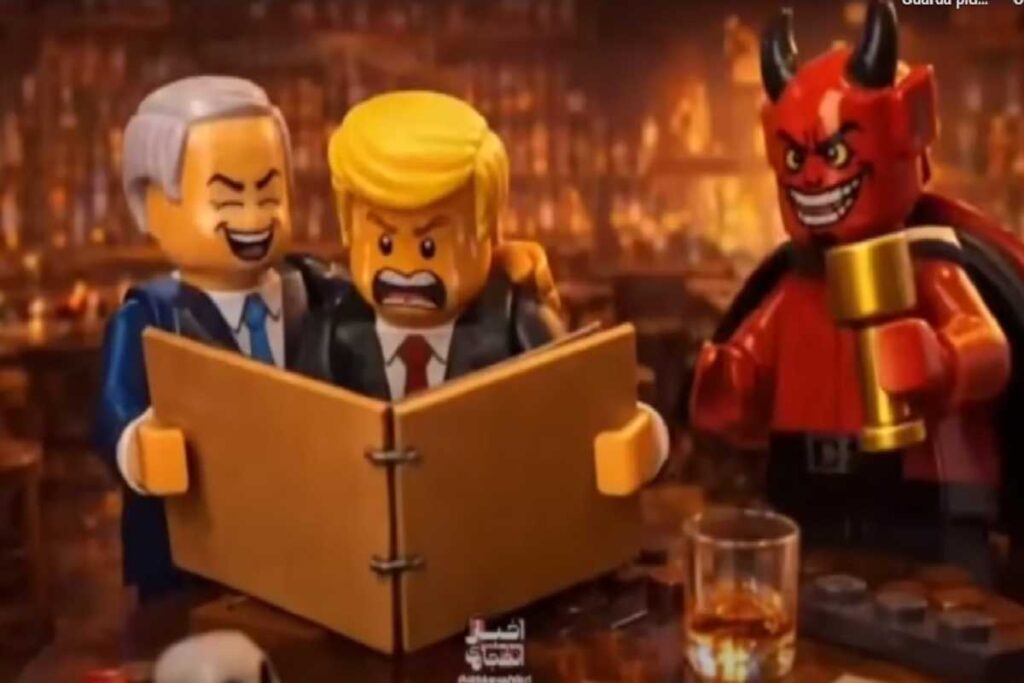 Cosa si vede nel video propaganda iraniano: Trump e Netanyahu versione Lego, il pulsante rosso, gli Epstein files, il diavolo