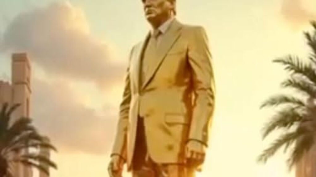 trump statua d'oro