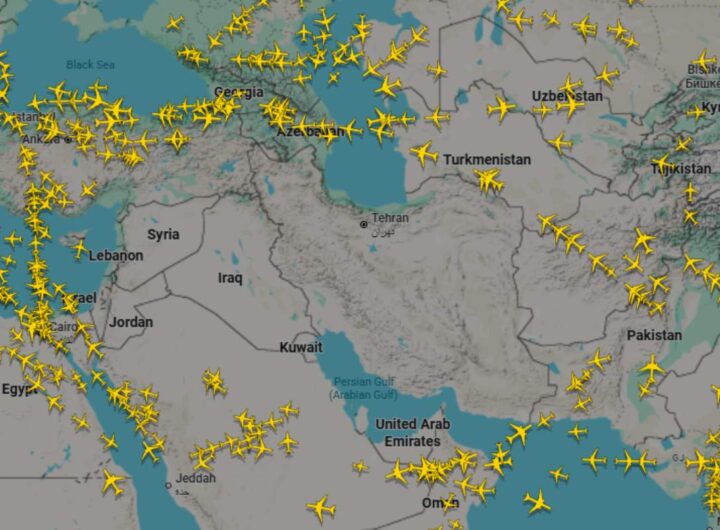 mappa voli sopra iran