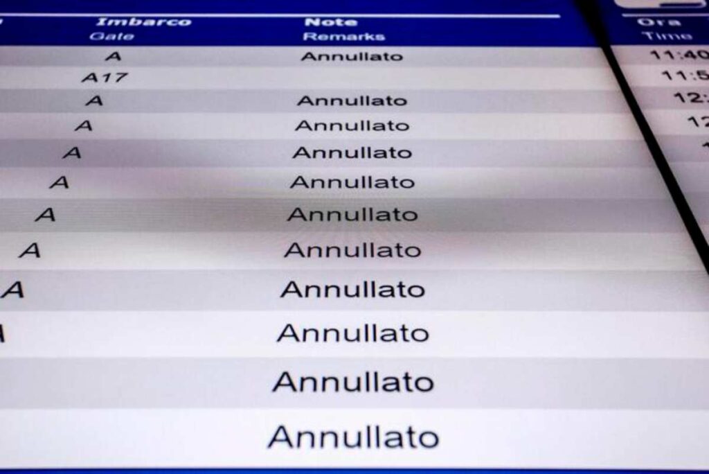 Volo aereo annullato