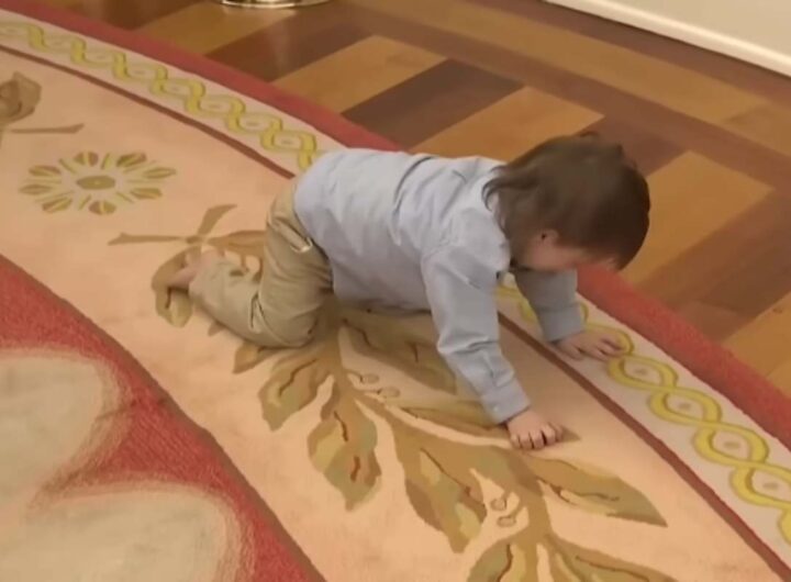 Bambino gioca sul tappeto dello studio ovale