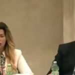 Claudia Conte e Piantedosi in un fermo immagine di Senato Tv