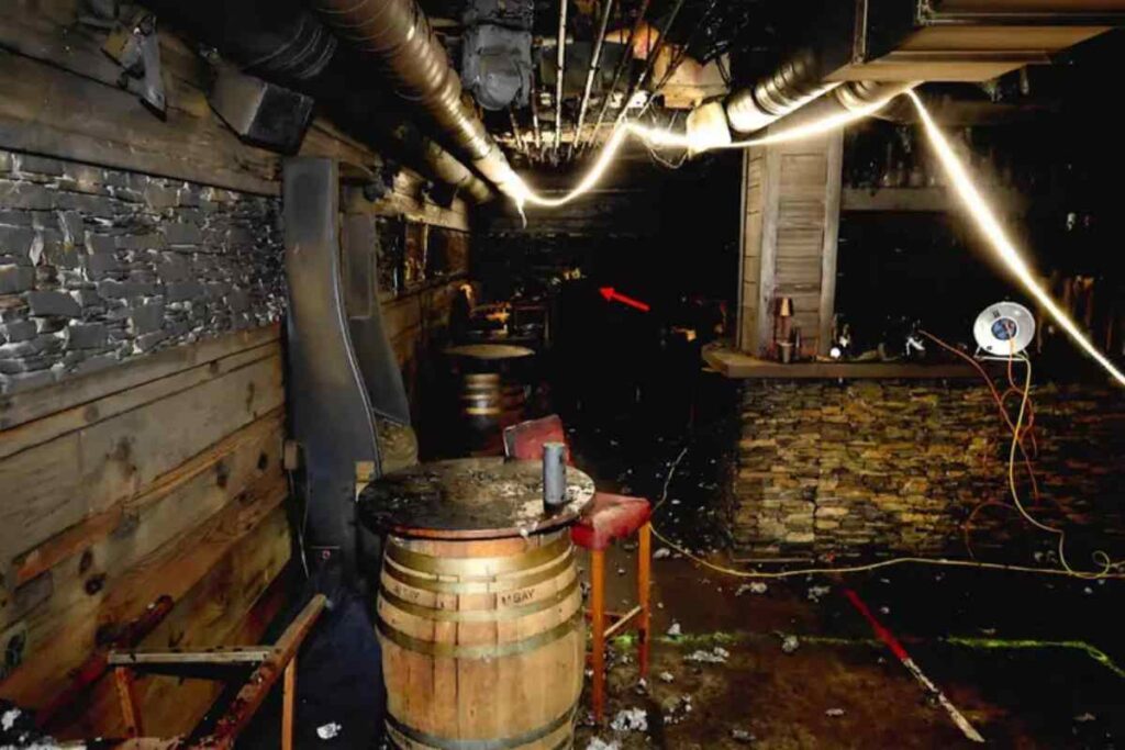 Il locale di Crans-Montana devastato dalle fiamme