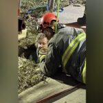 Donna precipitata in una buca