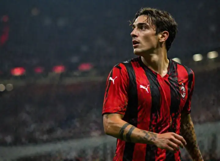 Zaniolo con la maglia del Milan, immagine creata con l'intelligenza artificiale