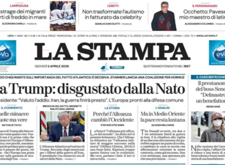 La Stampa, la prima pagina di oggi