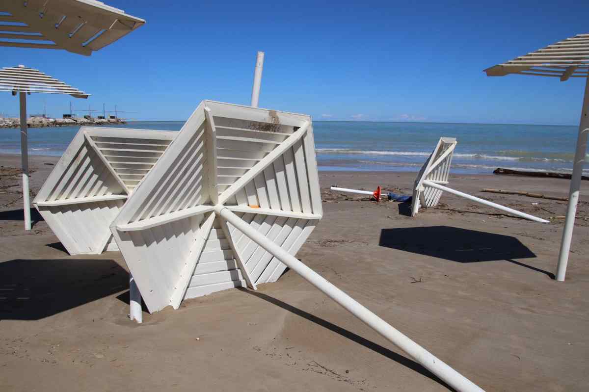 Stabilimento balneare devastato dall’alluvione a Senigallia. Lo stabilimento è lo storico Scalo Zero. 