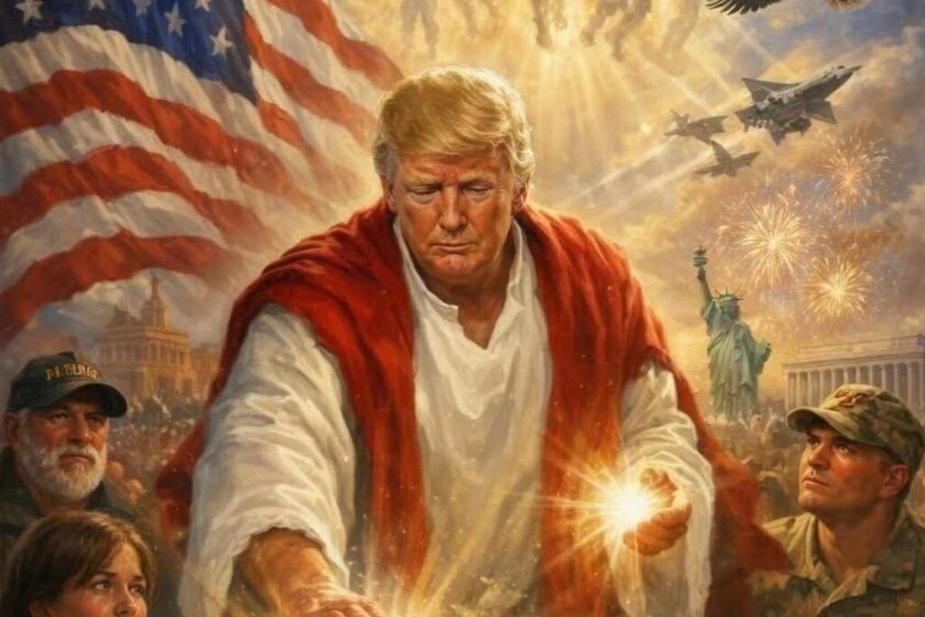 Trump raffigurato come Gesù