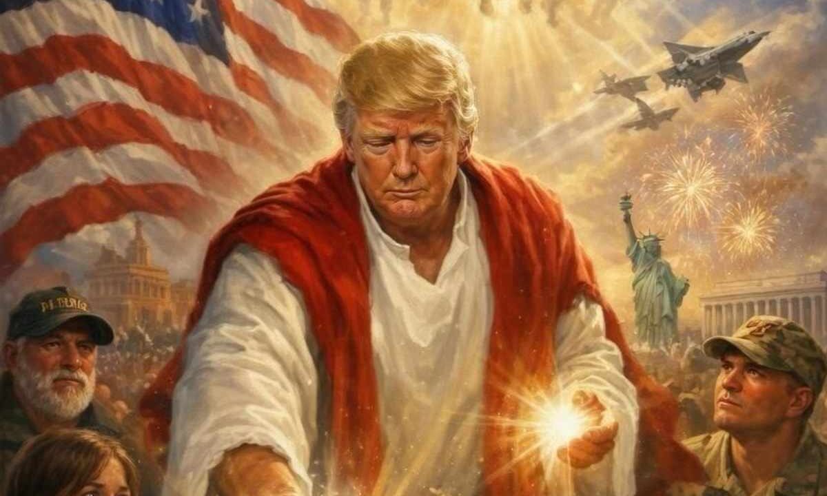 Trump raffigurato come Gesù