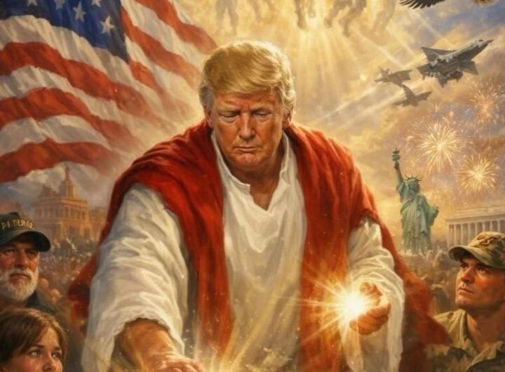 Trump raffigurato come Gesù