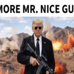 Trump con una mitragliatrice, immagine IA