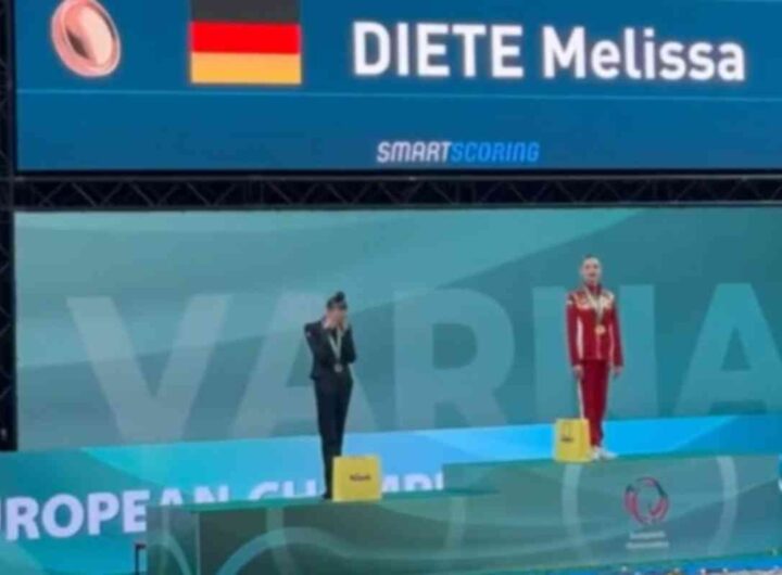 atleta ucraina chiude occhi inno russo