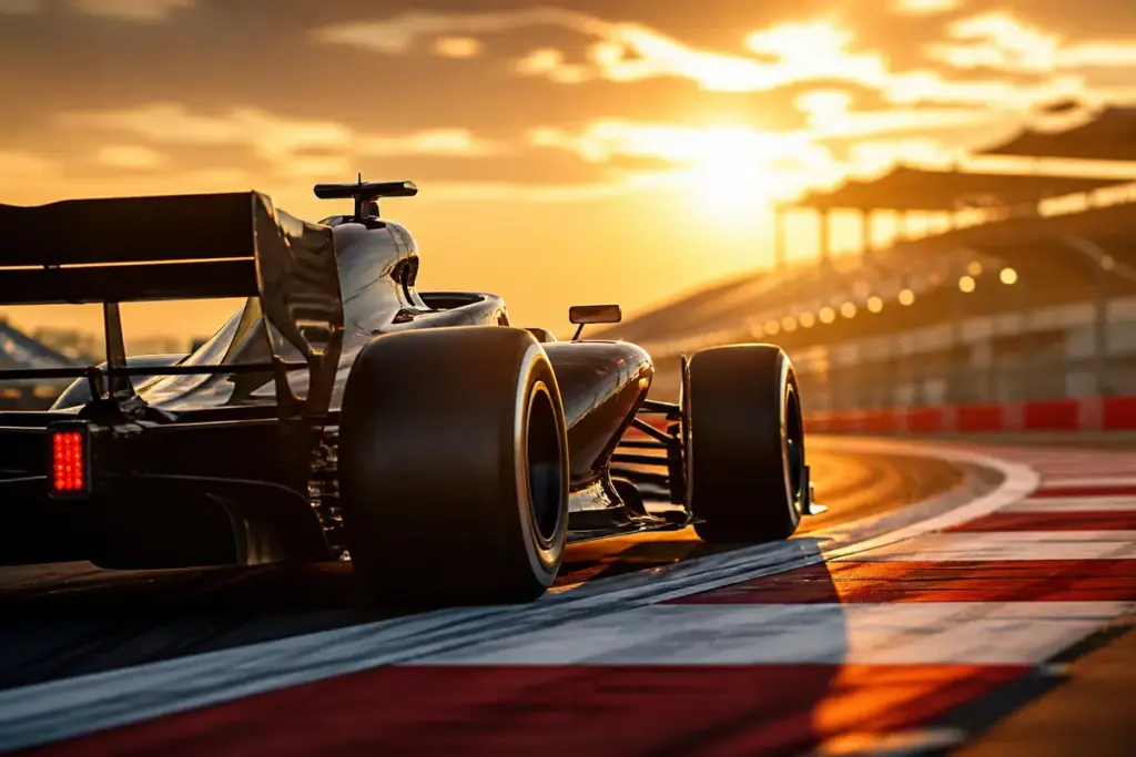 Formula 1 al tramonto, immagine creata con intelligenza artificiale