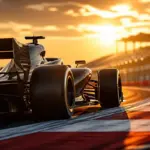 Formula 1 al tramonto, immagine creata con intelligenza artificiale
