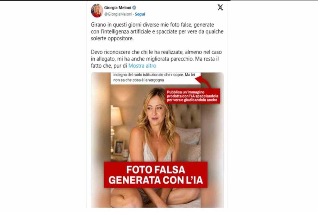 La foto fake con la Meloni in vestaglia
