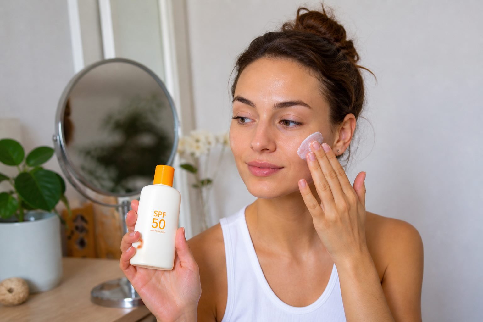 mettere la crema solare sul viso