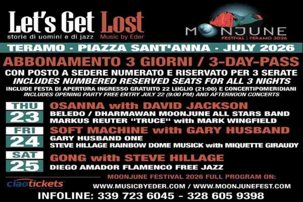 MoonJune Festival, a Teramo la 25esima edizione con i Soft Machine, i Gong e gli Osanna con David Jackson