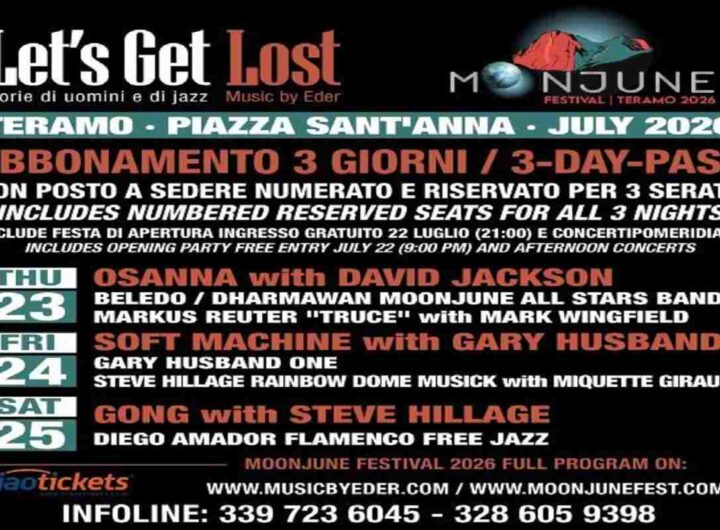 MoonJune Festival, a Teramo la 25esima edizione con i Soft Machine, i Gong e gli Osanna con David Jackson
